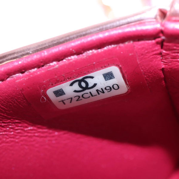 CHANEL Matelasse Chain Shoulder Pouch Patent Leather 2way Pink CC Auth 207644SM