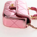 CHANEL Matelasse Chain Shoulder Pouch Patent Leather 2way Pink CC Auth 207644SM-4