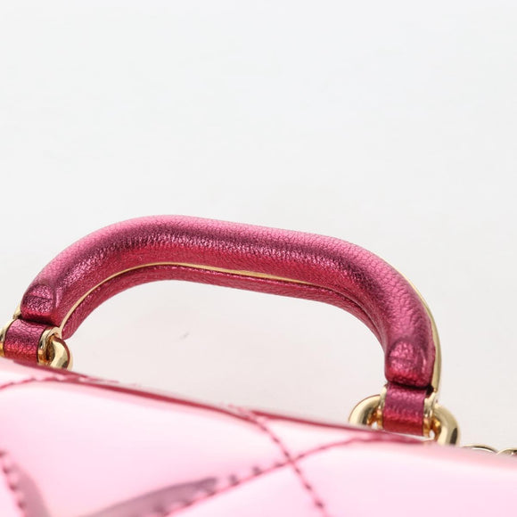 CHANEL Matelasse Chain Shoulder Pouch Patent Leather 2way Pink CC Auth 207644SM