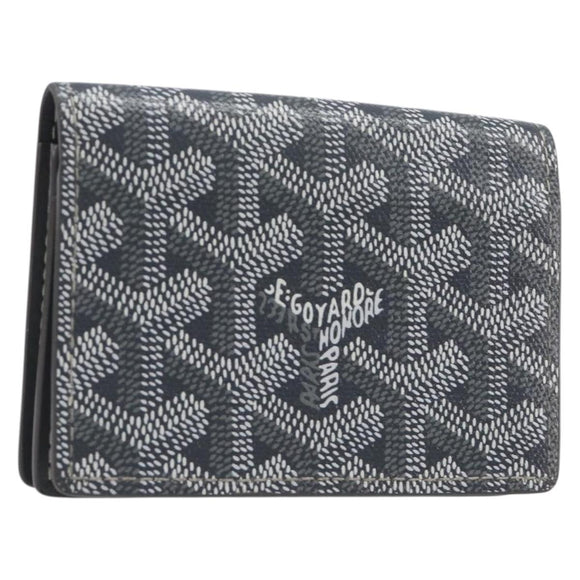 Goyard Herringbone Malesherbes Card Case PVC Gray Auth 207647V