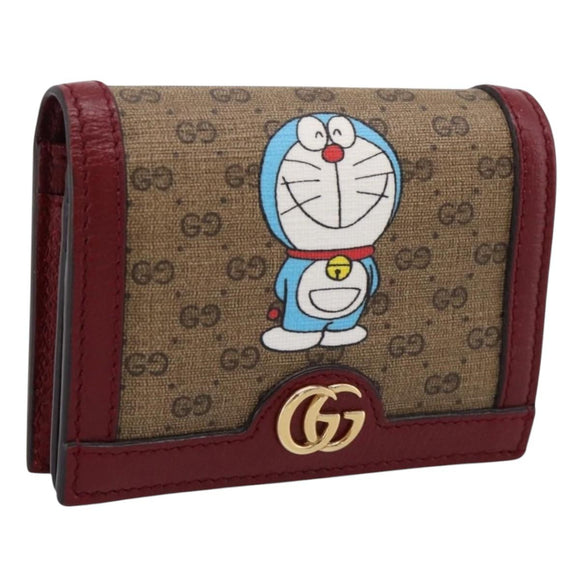 GUCCI Micro GG Supreme Doraemon Compact Wallet PVC Beige 647788 Auth 207649M