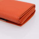 LOEWE Compact Wallet Leather Orange Silver Auth 207651V-15