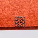 LOEWE Compact Wallet Leather Orange Silver Auth 207651V-17