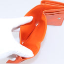 LOEWE Compact Wallet Leather Orange Silver Auth 207651V-19