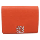 LOEWE Compact Wallet Leather Orange Silver Auth 207651V-13