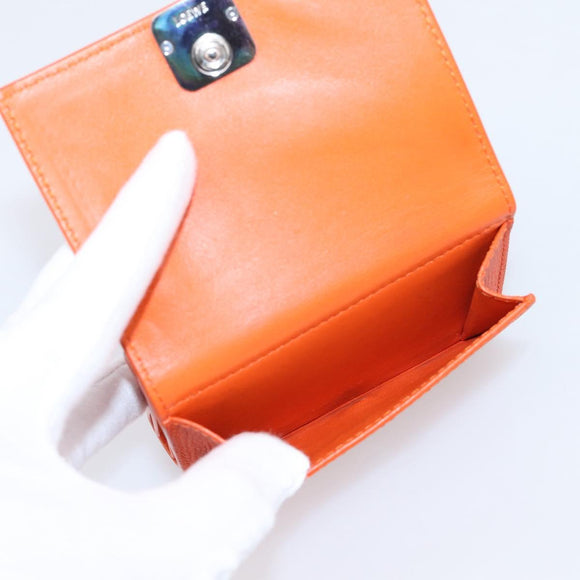 LOEWE Compact Wallet Leather Orange Silver Auth 207651V
