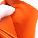 LOEWE Compact Wallet Leather Orange Silver Auth 207651V-9