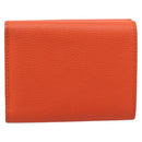 LOEWE Compact Wallet Leather Orange Silver Auth 207651V-2