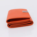 LOEWE Compact Wallet Leather Orange Silver Auth 207651V-3