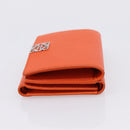 LOEWE Compact Wallet Leather Orange Silver Auth 207651V-4