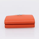 LOEWE Compact Wallet Leather Orange Silver Auth 207651V-5