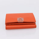 LOEWE Compact Wallet Leather Orange Silver Auth 207651V-6