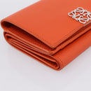 LOEWE Compact Wallet Leather Orange Silver Auth 207651V-14