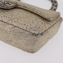 CHANEL Chain Le Marais Shoulder Bag Leather Gold Silver CC Auth 207655SAV-15