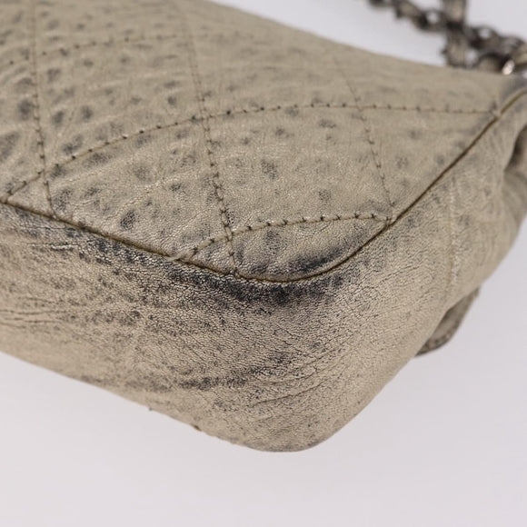CHANEL Chain Le Marais Shoulder Bag Leather Gold Silver CC Auth 207655SAV