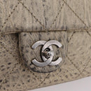 CHANEL Chain Le Marais Shoulder Bag Leather Gold Silver CC Auth 207655SAV-18
