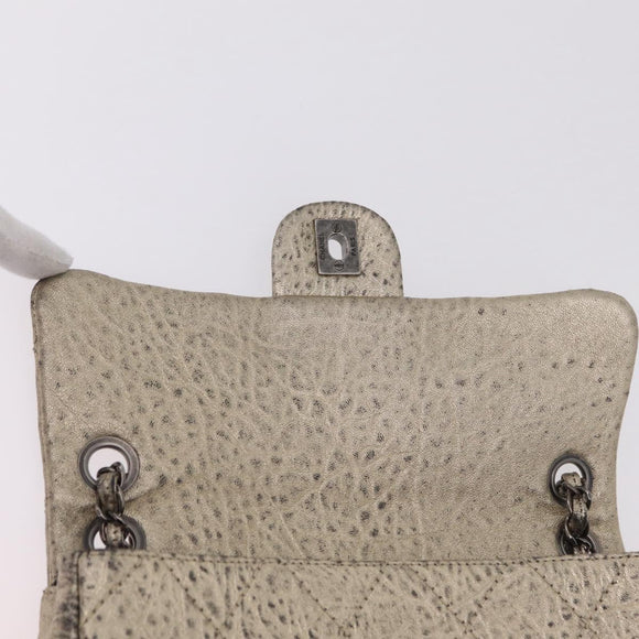 CHANEL Chain Le Marais Shoulder Bag Leather Gold Silver CC Auth 207655SAV