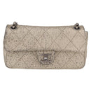 CHANEL Chain Le Marais Shoulder Bag Leather Gold Silver CC Auth 207655SAV-13