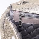 CHANEL Chain Le Marais Shoulder Bag Leather Gold Silver CC Auth 207655SAV-26