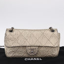 CHANEL Chain Le Marais Shoulder Bag Leather Gold Silver CC Auth 207655SAV-12