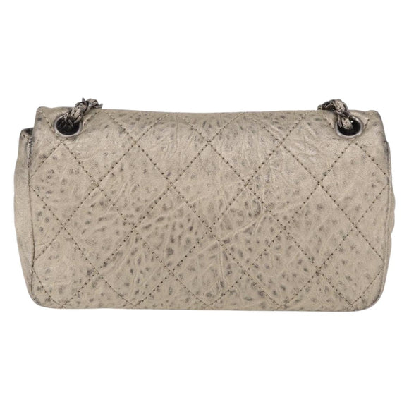 CHANEL Chain Le Marais Shoulder Bag Leather Gold Silver CC Auth 207655SAV