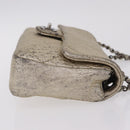 CHANEL Chain Le Marais Shoulder Bag Leather Gold Silver CC Auth 207655SAV-3