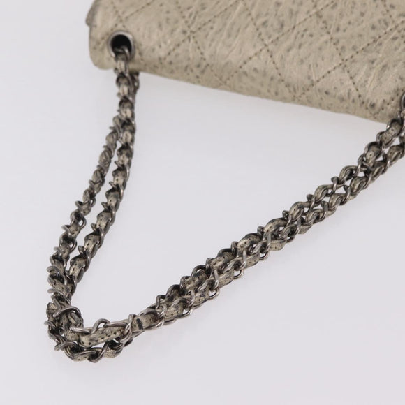 CHANEL Chain Le Marais Shoulder Bag Leather Gold Silver CC Auth 207655SAV