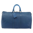 LOUIS VUITTON Epi Keepall 45 Boston Bag Blue M42975 LV Auth 207658-2