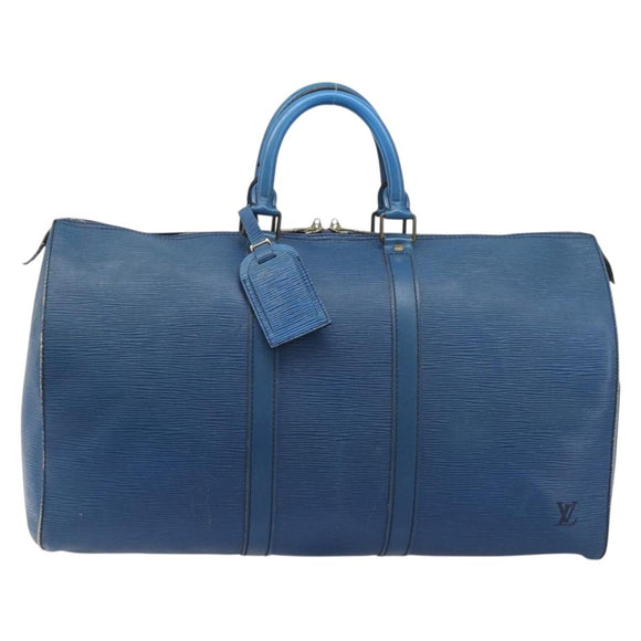 LOUIS VUITTON Epi Keepall 45 Boston Bag Blue M42975 LV Auth 207658