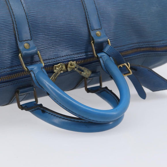 LOUIS VUITTON Epi Keepall 45 Boston Bag Blue M42975 LV Auth 207658