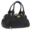 Chloe Paddington Hand Bag Leather Black Gold Tone Auth 207667V-1