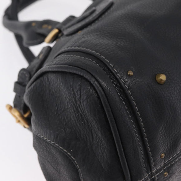 Chloe Paddington Hand Bag Leather Black Gold Tone Auth 207667V