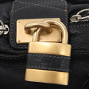 Chloe Paddington Hand Bag Leather Black Gold Tone Auth 207667V-21