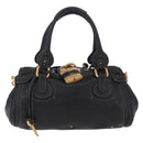 Chloe Paddington Hand Bag Leather Black Gold Tone Auth 207667V-13