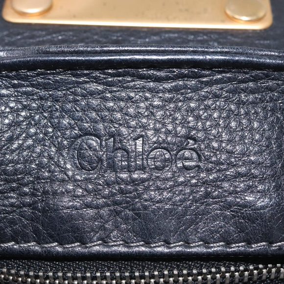 Chloe Paddington Hand Bag Leather Black Gold Tone Auth 207667V