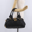 Chloe Paddington Hand Bag Leather Black Gold Tone Auth 207667V-29