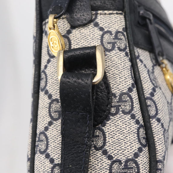 GUCCI GG Supreme Sherry Line Shoulder Bag PVC Navy Gold Tone 010 378 Auth 207669