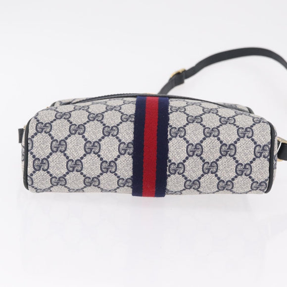 GUCCI GG Supreme Sherry Line Shoulder Bag PVC Navy Gold Tone 010 378 Auth 207669