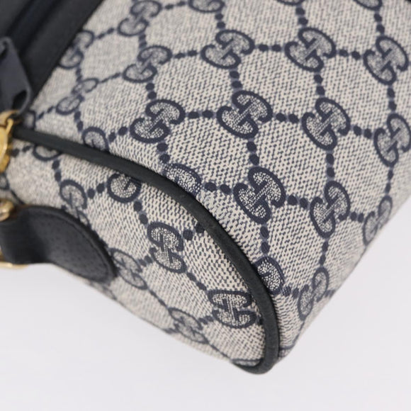 GUCCI GG Supreme Sherry Line Shoulder Bag PVC Navy Gold Tone 010 378 Auth 207669