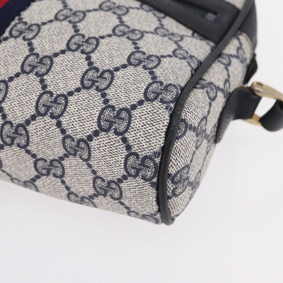 GUCCI GG Supreme Sherry Line Shoulder Bag PVC Navy Gold Tone 010 378 Auth 207669