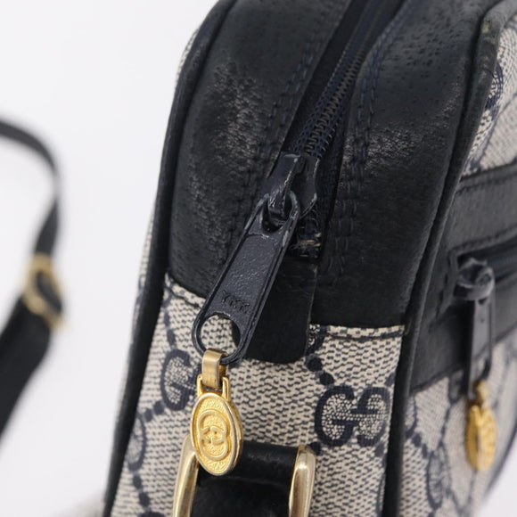GUCCI GG Supreme Sherry Line Shoulder Bag PVC Navy Gold Tone 010 378 Auth 207669