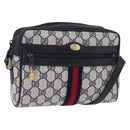 GUCCI GG Supreme Sherry Line Shoulder Bag PVC Navy Gold Tone 010 378 Auth 207669-1