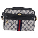 GUCCI GG Supreme Sherry Line Shoulder Bag PVC Navy Gold Tone 010 378 Auth 207669-13