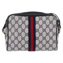 GUCCI GG Supreme Sherry Line Shoulder Bag PVC Navy Gold Tone 010 378 Auth 207669-2