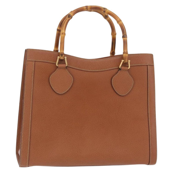 GUCCI Bamboo Tote Bag Leather Beige Gold Tone 002 0260 2615 Auth 207675