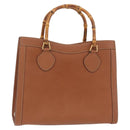 GUCCI Bamboo Tote Bag Leather Beige Gold Tone 002 0260 2615 Auth 207675-1