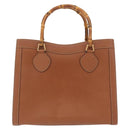 GUCCI Bamboo Tote Bag Leather Beige Gold Tone 002 0260 2615 Auth 207675-13