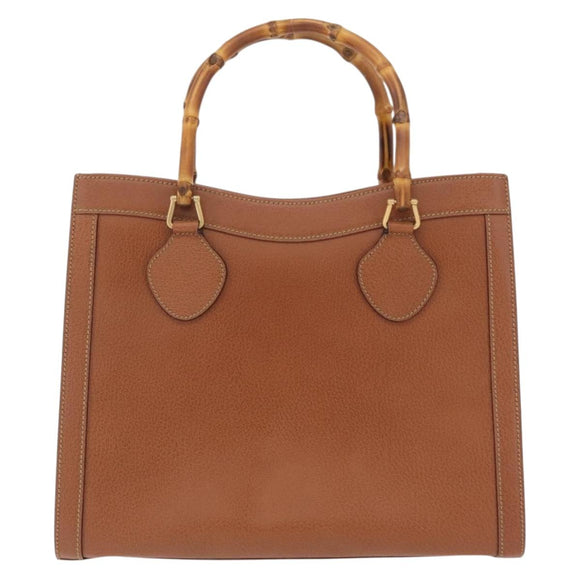 GUCCI Bamboo Tote Bag Leather Beige Gold Tone 002 0260 2615 Auth 207675