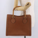 GUCCI Bamboo Tote Bag Leather Beige Gold Tone 002 0260 2615 Auth 207675-24