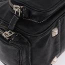 PRADA Hand Bag Leather Black Silver Auth 207680-15